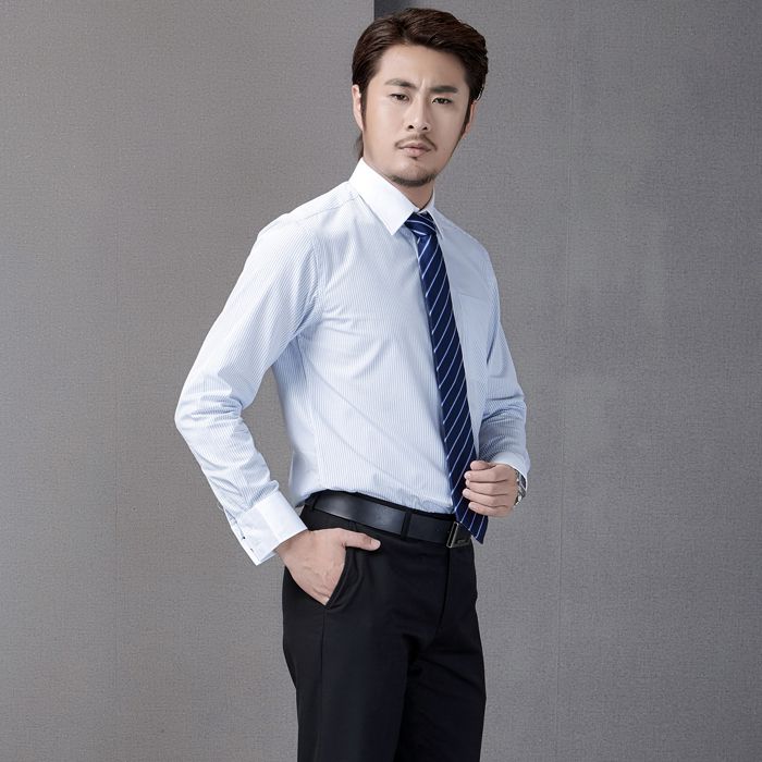 男女長(zhǎng)袖條紋商務(wù)襯衣定制JL-CY443